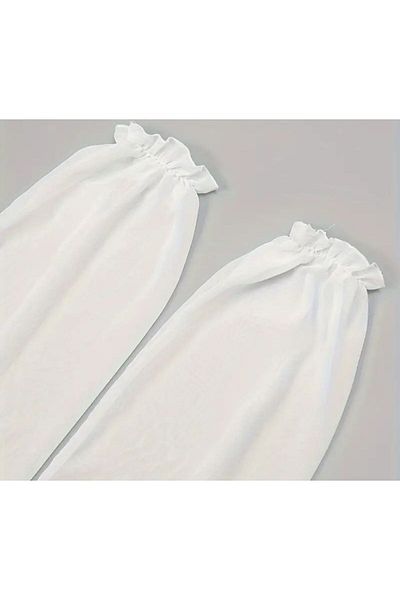 es moda shop White Chiffon Shawl - Moni, Ruffled Sleeve
