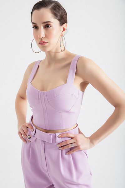 Lafaba Women's Lilac Thick Strap Crop Blouse
