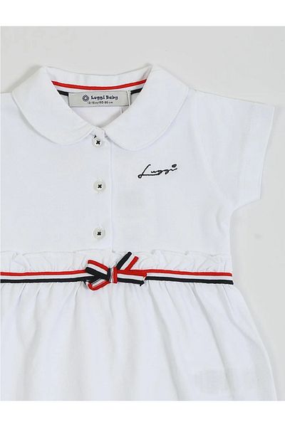 Luggi Baby Polo Collar and Half Button Short Jumpsuit - Pique