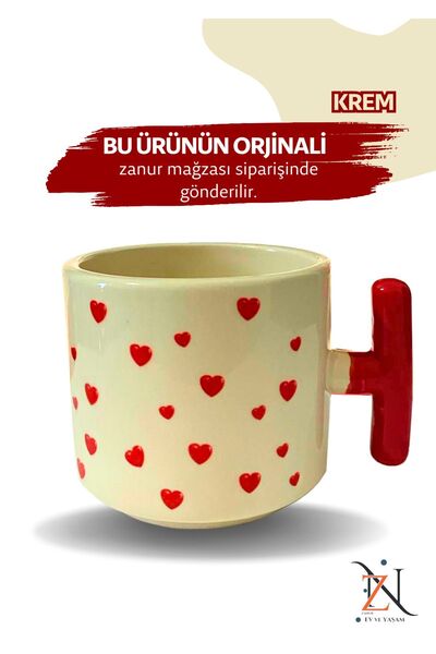 zanur كوب سيراميك على شكل قلب - كوب قهوة