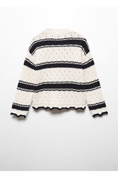 MANGO Kids Çizgili delikli örgü kazak