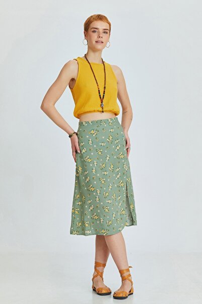 Clandestino Зелена міді спідниця - з розрізом збоку