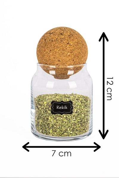 Lizzy 6-Piece Mushroom Ball Spice Jar Set with Wooden Lid Spice Label Glass Jar Set Storage Container 300ml