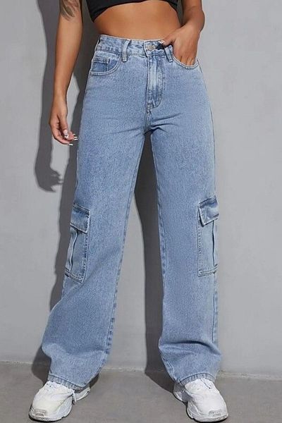 DUBAİ ÇOCUK Cargo Pocket Jeans Denim Jean Girl's Trousers