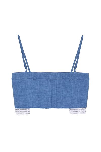 Quzu Υφασμάτινο ταιριαστό λουράκι Crop Μπλούζα Indigo