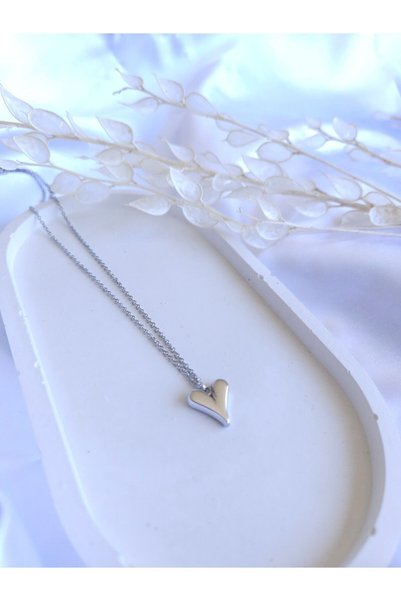 LE&DA Accessory 316L Stainless Steel Fine Elegant Chain X Silver Color Aesthetic Heart Pendant