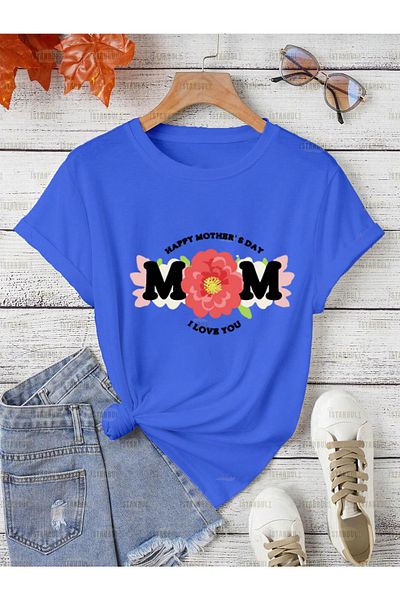 aynewmoda Тениска с щампа MOM за Деня на майката - голям размер