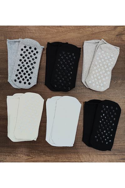 Leement socks Дамски дълги чорапи с щампа Abs, неплъзгащи се, без ластик, 6 чифта