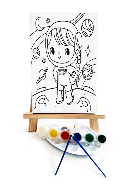 lilafil Tiny Astronaut Painter Set for Kids - 20x30 cm Canvas with Sketch, 2 ...