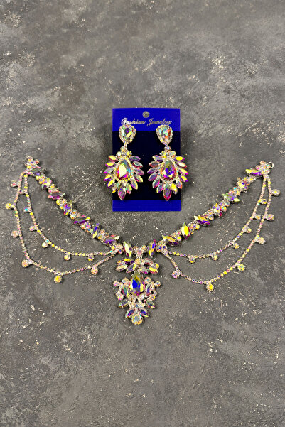 Limelia طقم شعر العروس والزفاف موديل Ahu - طقم أقراط مزين بشراشيب ومكوك قطرة ...