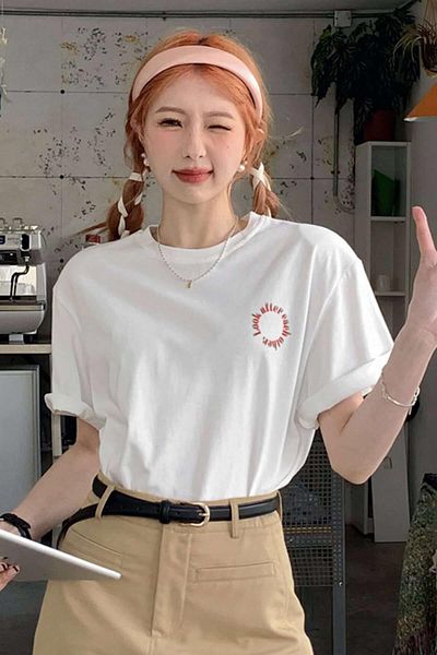Teenage Millionaire Look Cremeweißes, übergroßes Salas Boyfriend-Damen-T-Shirt
