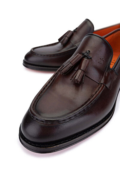 Tamer Tanca Erkek Hakiki Deri Kahverengi Loafer Ayakkabı