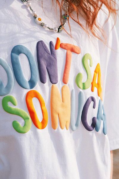 Teenage Millionaire Kabaran-Print „Don't Say“, weißes, übergroßes Salas Boyfriend-Damen-T-Shirt