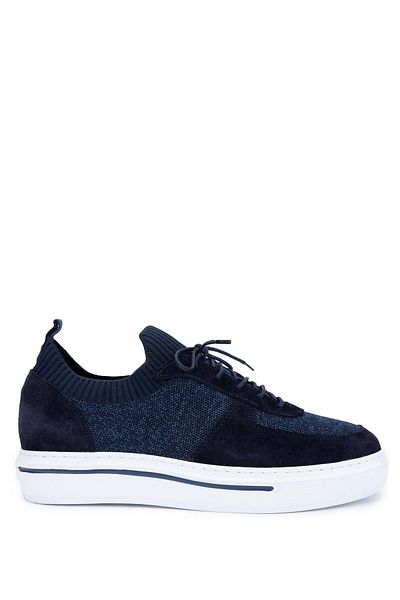 Tamer Tanca Navy Blue Leather Textile Men's Sneakers - Sports Shoes