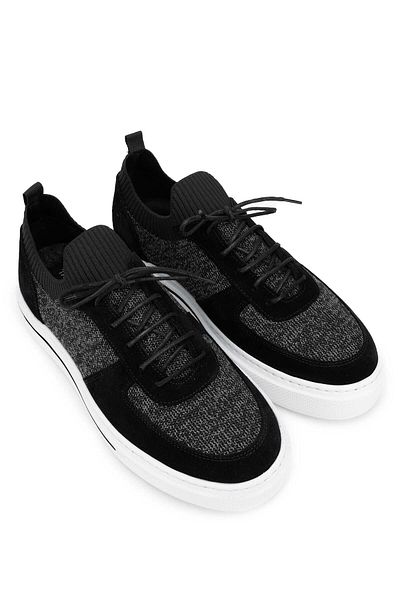 Tamer Tanca Black Leather and Textile Men's Sneakers - Sports Shoes