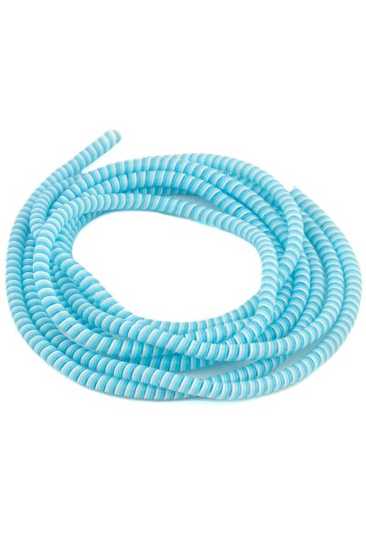 SPELT Şarj Aleti Kablosu Kablo Kordon Koruyucu Spiral Sarma Kılıf Koruma Açık Mavi