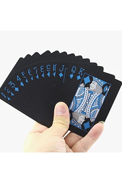 SPELT Playing Cards Deck Game Cards Waterproof Pvc Shiny Black Blue Deck 8,7cm X 5,7cm 54pcs