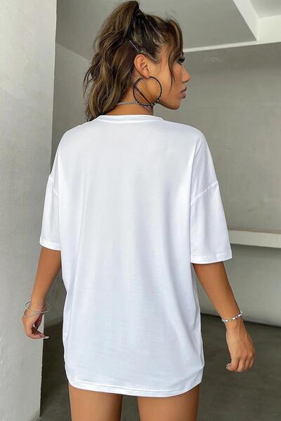 Teenage Millionaire Optimistické bílé oversize dámské tričko Salas Boyfriend