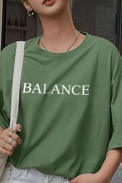 Teenage Millionaire تي شيرت نسائي من Balance Light Green مقاس كبير من Salas Boyfriend