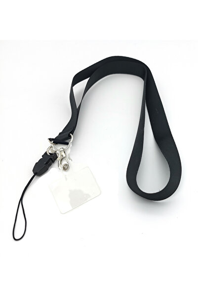 SPELT Curea pentru gât pentru telefon Snur pentru telefon compatibil cu toate telefoanele țesătură satinată neagră