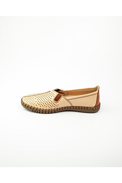 Polaris 105040 Bej Deri Beş Nokta Kadın Günlük Ayakkabı