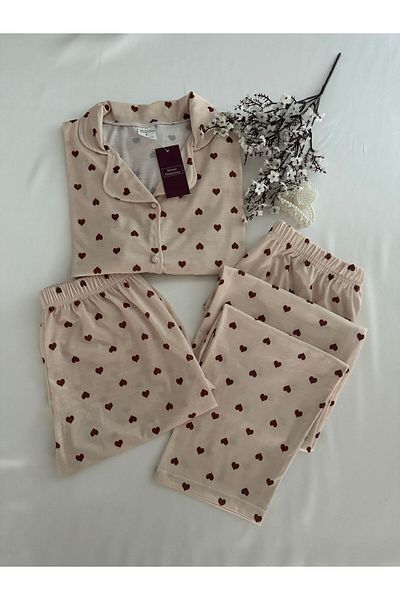 MH Moony Homewears Комплект мека памучна пижама Coffee Heart от 3 части