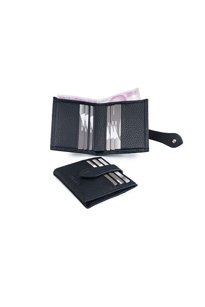 SANLINE Πορτοφόλι 800 Model Unisex Μαύρο Γνήσιο Δερμάτινο Θήκη Κάρτας