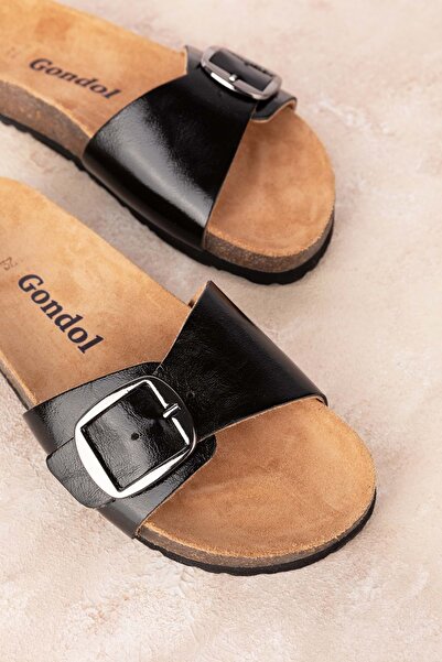 Gondol Kadın Hakiki Deri Tek Tokalı Günlük Rahat Terlik Usl.2340