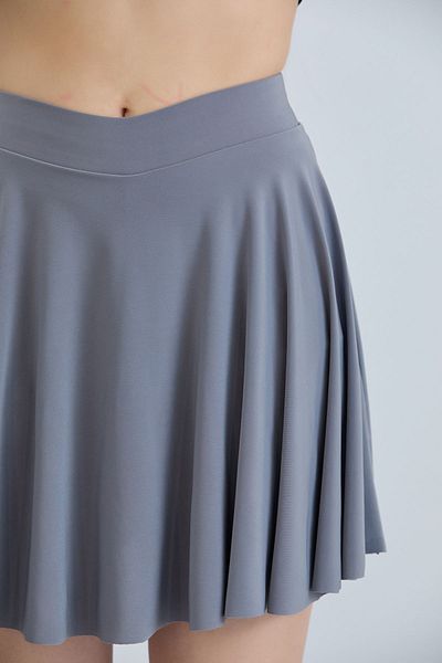 YUSUF CAN KARATAŞ KARATAŞ GİYİM Gray Flounce Shorts Skirt - Sandy Fabric with Elastic Waist