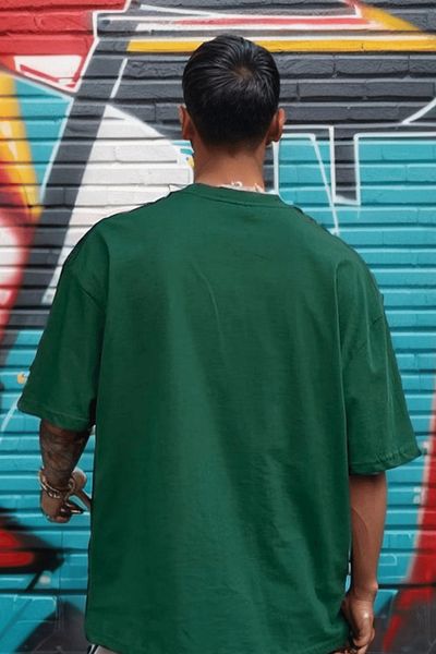 gothamvibes Πράσινο Oversize Ανδρικό T-Shirt - Απλό