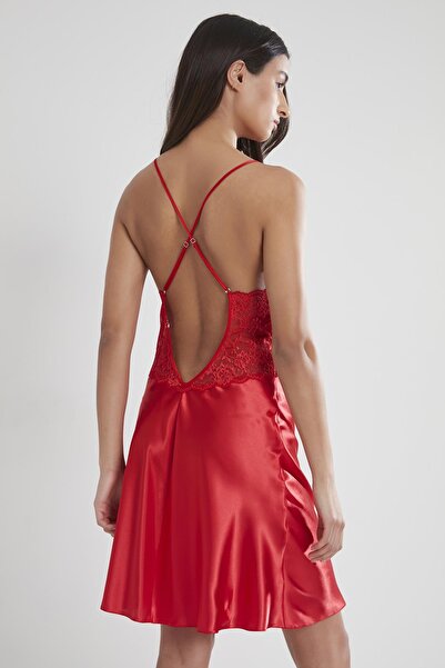 Pierre Cardin Satin Lace Women's Nightgown - 608 Red