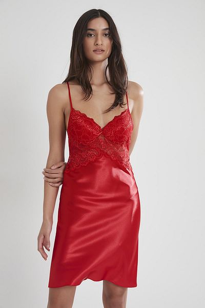 Pierre Cardin Satin Lace Women's Nightgown - 608 Red