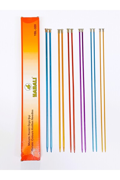 ATMACA TUHAFİYE Yabalı Renkli Örgü Şiş Seti Metal 35 Cm Şiş Seti (2,5-3-3,5-4-4,5-5No) 6 Adet Örgü Şişi