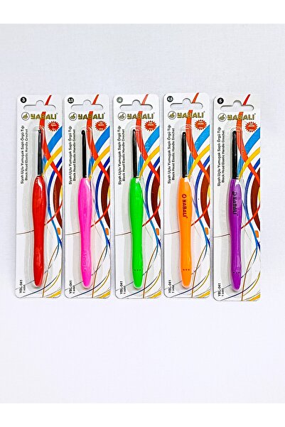 ATMACA TUHAFİYE Set de croșetat cu vârfuri negre cu mânere moi - numerele 3-5-4