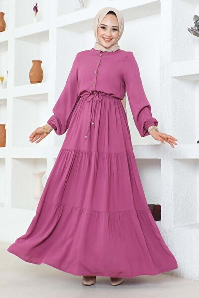 SGS Φόρεμα από βισκόζη Dusty Rose - Δαντέλα στη μέση