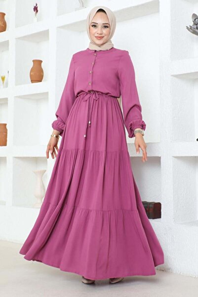 SGS Φόρεμα από βισκόζη Dusty Rose - Δαντέλα στη μέση