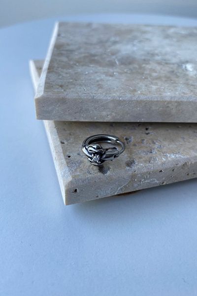 Jaida Moda Unisex Vintage Design Gray Jewelled Steel Hoop Earrings