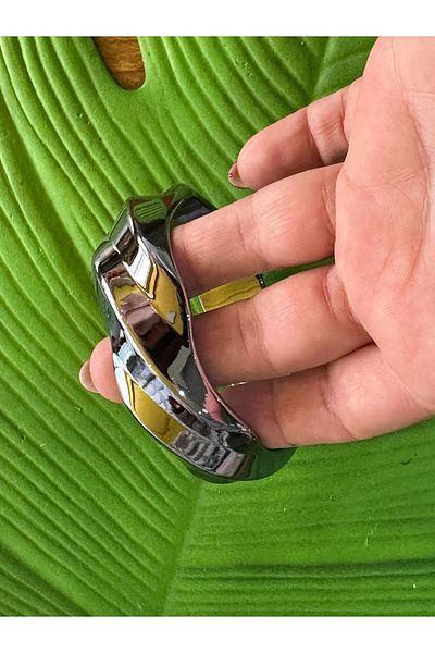 Gönülden Tasarım 7 Pairs of Comfortable Mica Women's Bracelets - Wave Pattern and Mirror