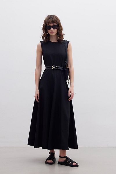 Manuka Black Sleeveless Dress - Stitching Detail