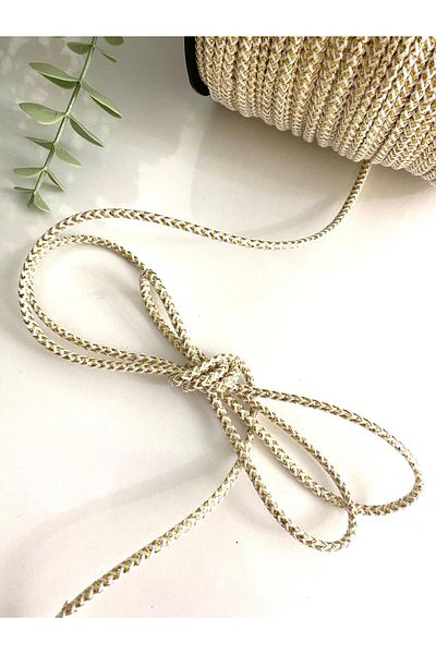 canan dizayn Gold Color Glitter Piping Cord - 0.5 cm (10 Meters)