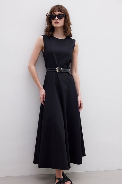 Manuka Black Sleeveless Dress - Stitching Detail