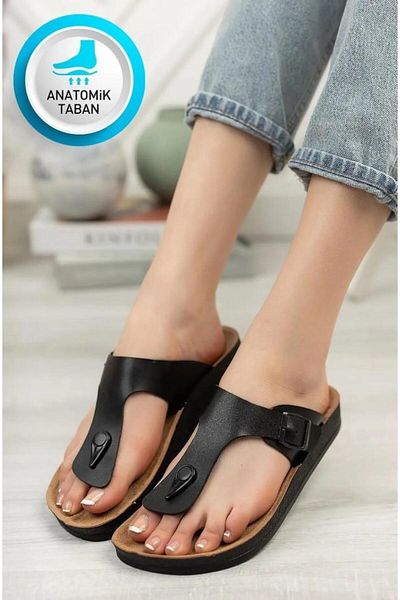 AHS Flex Women - Ανατομικές και Ορθοπεδικές Μαύρες Παντόφλες, Καθημερινό Αντιολισθητικό Μοντέλο Σαγιονάρας