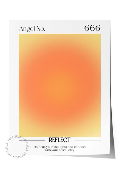 Postifull Aura Series NO:119 - 666 Reflect Orange Angel Number Έγχρωμη αφίσα χωρίς πλαίσιο
