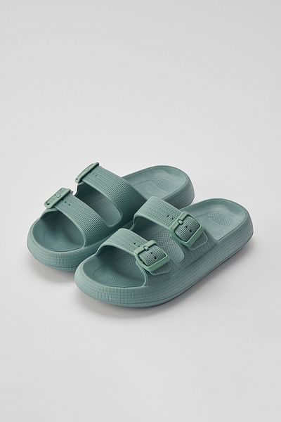 OZYO Lily Blue - Double Striped Eva Platform Daily Summer Beach Slippers