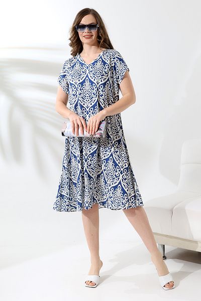 LİKAPA Φόρεμα βισκόζης Plus Size - V-λαιμόκοψη, κοντό μανίκι, καλοκαίρι 2688