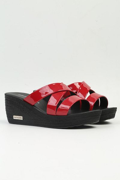 Pierre Cardin ® |   Pc-3505 - 4300 Patent Leather Red-Women's Wedge Heel Slippers