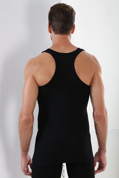 Kuryıldız Black Ribbed Men's Sports Tank Top