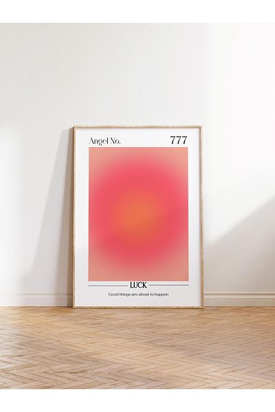 Postifull Σειρά Aura NO:133 - 777 Έγχρωμη αφίσα χωρίς πλαίσιο με τον αριθμό του τύχης και του αγγέλου