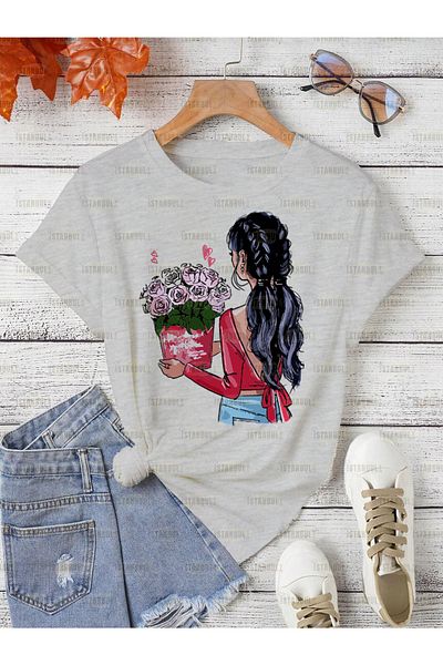 aynewmoda Floral Printed Oversize T-shirt for Girl
