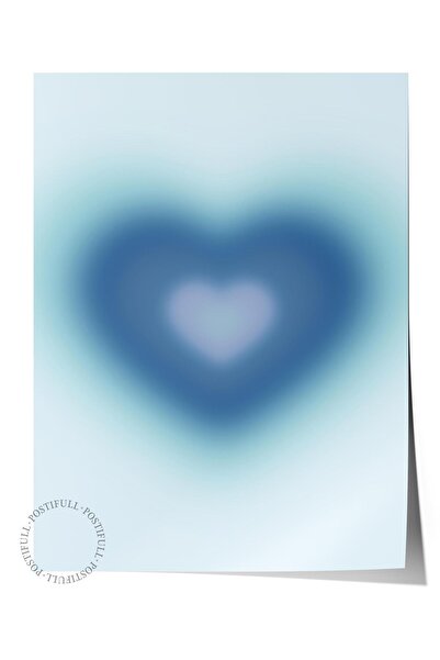 Postifull Çerçevesiz Poster, Aura Serisi NO:157 - Mavi Kalp, Melek Numaraları...